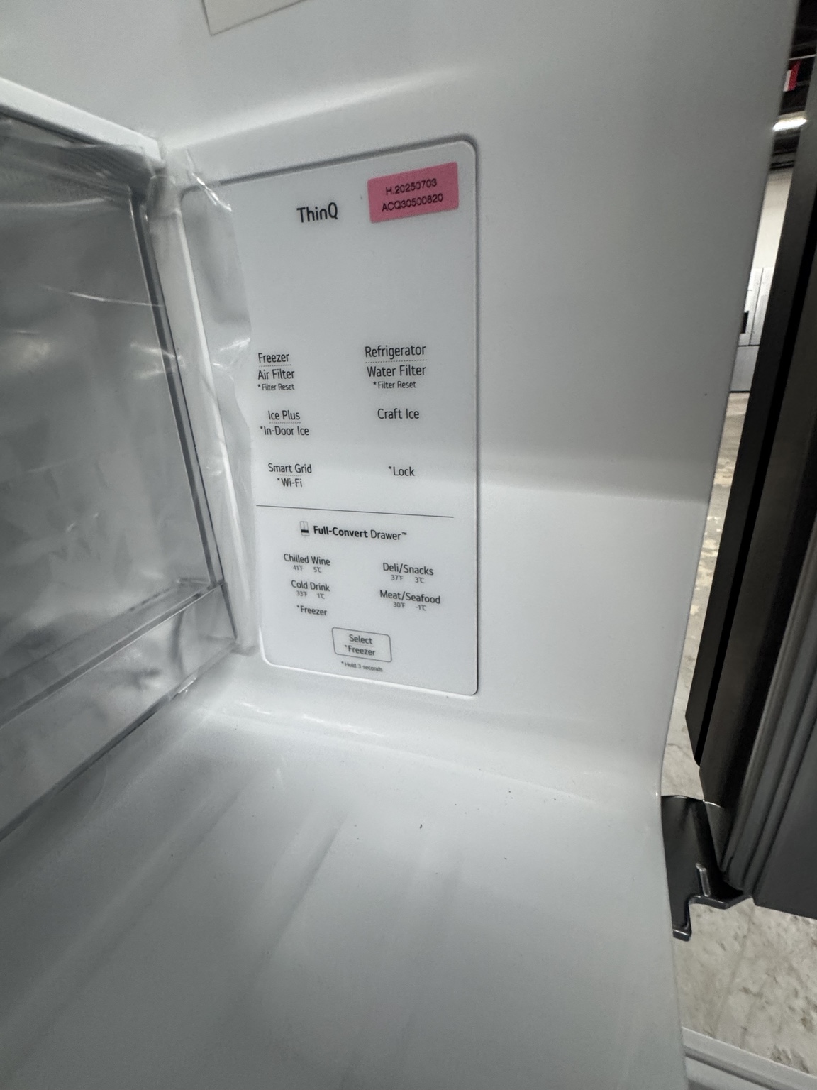 LG ThinQ controls and Full-Convert Drawer settings