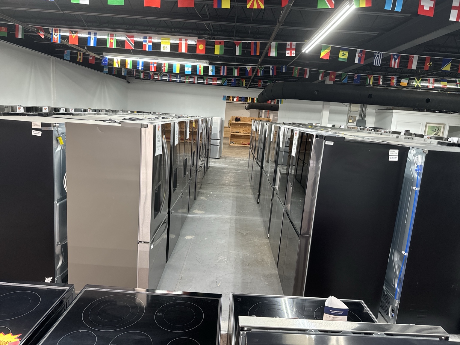 Rows of refrigerators in the Bradenton showroom