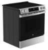 Picture of GE - 5.3 Cu. Ft. Slide-In Electric Convection Range with Steam Cleaning and EasyWash Oven Tray - Stainless Steel