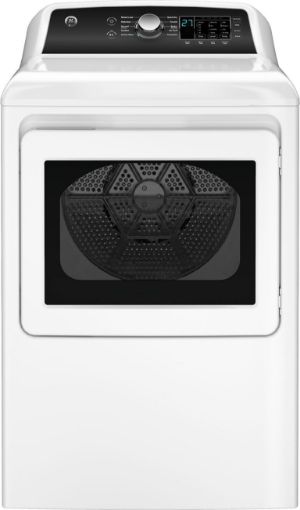 Picture of GE - 7.4 Cu. Ft. Front Load Electric Dryer with Sensor Dry - White with Matte Black